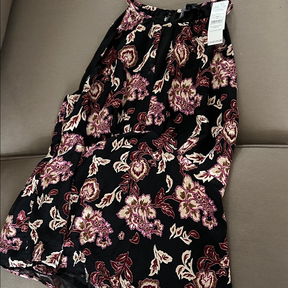 White House Black Market Black and Pink Floral top